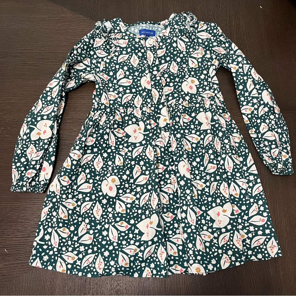Maiden Me Anne Drew’s green& ivory leaves sz 5y